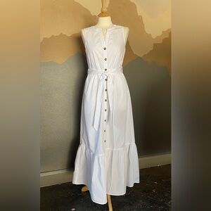 Calvin Klein Sleeveless Button-Down Maxi Dress with Pockets – Size 2